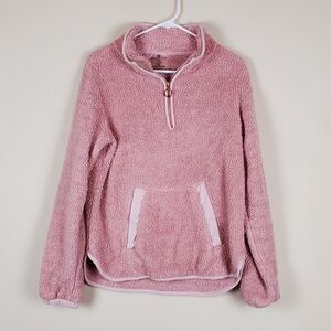 Adrienne Vittadini Sport Pink Sherpa All Day Wear Pullover
